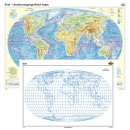 Svet - všeobecnogeografická mapa + slepá mapa DUO (160 x 120 cm – 1:27000000), nástenná, fóliovaná, lištovaná