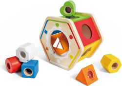 Drevená vkladačka s geometrickými tvarmi