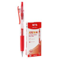 Roller gélový M&G Titan zasúvací, hrot 0,7 mm, červený atrament