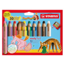 Pastelky Stabilo woody 3 v 1 - farbička, vodovka, voskovka (10 kusov)