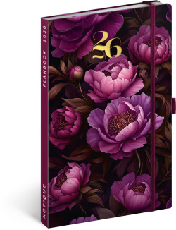 Notique Planbook diár/notes Fialové kvety 2026, 13 x 21 cm (EN)