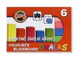 Farebné školské kriedy, 4 hranné - 6 ks