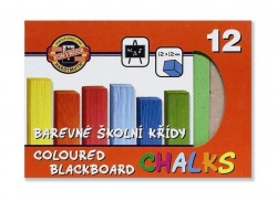 Farebné školské kriedy, 4 hranné - 12 ks