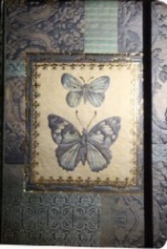 Zápisník s gumičkou 95x140 mm zlatý s 2 motýli A