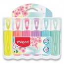 Zvýrazňovač MAPED Fluo Peps Pastel, pouzdro 6 ks