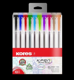 Kores Pen K11 - Guľôčkové pero, sada 10 farieb