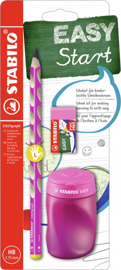 STABILO EASY graph školský set - ružový L s strúhadlom a gumou