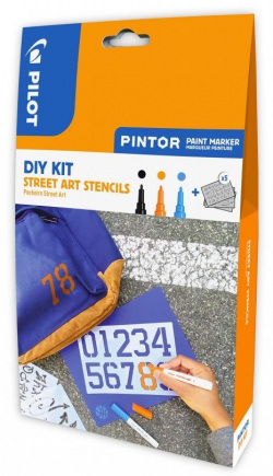 PILOT Pintor Fine: Kreativná sada akrylových popisovačov 0,9-1,5mm - Street art 3 ks + šablóny