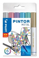 PILOT Pintor Fine - Sada akrylových popisovačov 0,9 - 1,5 mm - Metal 6 ks