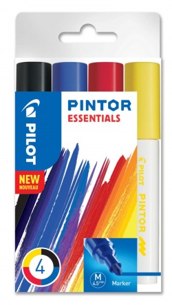 PILOT Pintor Medium: Sada akrylových popisovačov 1,5 - 2,2 mm - Základné farvy 4 ks