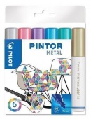 PILOT Pintor Medium Sada akrylových popisovačov 1,5 - 2,2 mm - Metal 6 ks