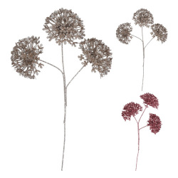 Dekorácia - Kvet na stonke 34 cm, ružový/hnedý, mix 1 ks