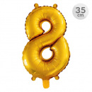 Balón narodeninový 35 cm - číslo 8, zlatý