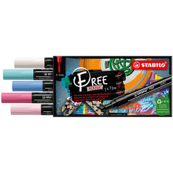 STABILO FREE: Candy akrylový popisovač - okrúhly hrot 2 - 3 mm   (sada 5 ks)