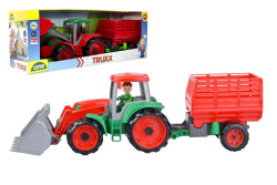 Auto Truxx traktor nakladač s prívesom na seno s figúrkou 24m+