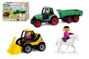 Truckies set farma  traktor s prívesom, nakladač s doplnkami