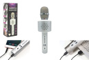 Mikrofón karaoke Bluetooth strieborný na batérie s USB