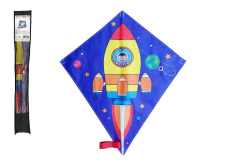 Drak lietajúci nylon 70 x 60 cm kozmická raketa v sáčku 10 x 72 cm