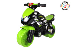 Odrážalo motorka - zeleno-čierna, na batérie, so svetlom, so zvukom