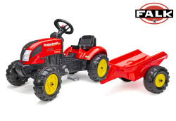 Falk šliapací traktor country farmer s vlečkou, červený