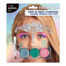 Farby na tvár PRINCEZNÁ - 3 farby + štetec a diamanty (sada)