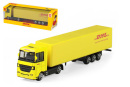 Auto kamión s návesom DHL na voľný chod - v krabičke 20x6x4cm, 19cm