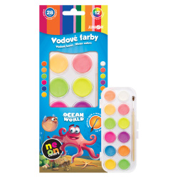 Junior vodové farby 12 farieb 28 mm so štetcom neónové