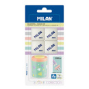 Strúhadlo dvojité s nádobkou Milan Collectuib Pastel + 4 gumy 430 - blister