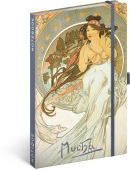 Notique Notes Alfons Mucha – Hudba, linajkovaný, 13 x 21 cm