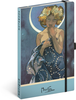 Notique Notes Alfons Mucha – Luna, bodkovaný, 11 x 16 cm
