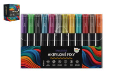 Fixy - akrylové, metalické, 12kusov, aj na keramiku, sklo, kamene, hrot 4mm